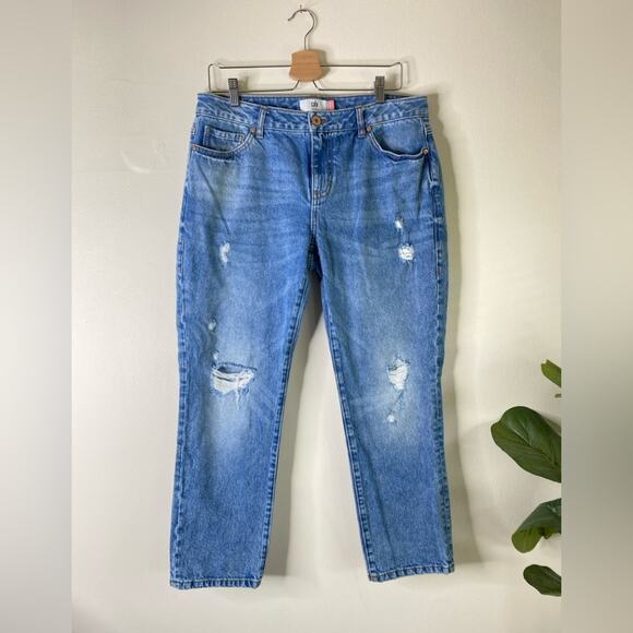 Cabi MALIBU Jean Size 10 Medium Wash straight leg rigid denim busted knee - Picture 4 of 7